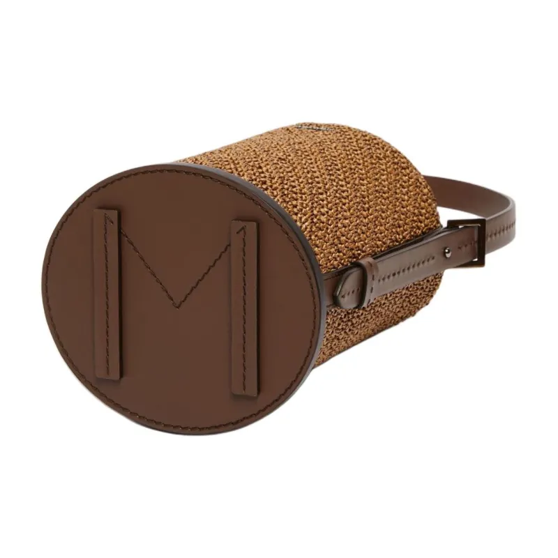 MaxMara Soft Natural Smooth Calfskin Portable Bucket Shoulder Bag Women's Brown-3