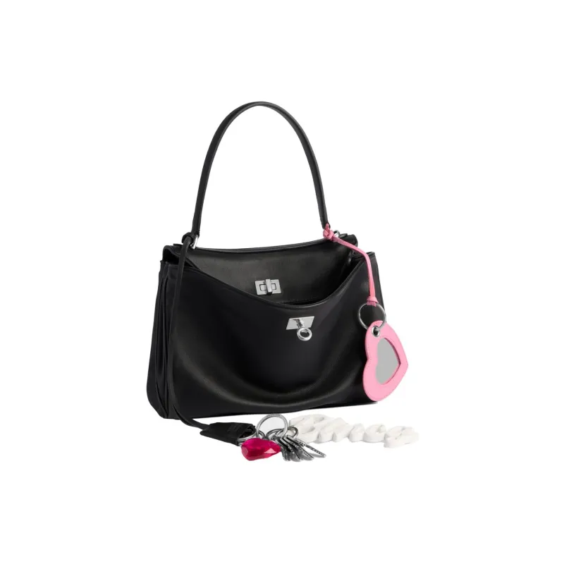 Balenciaga Cow Leather One Shoulder Handbag Small Size Unisex Black-1