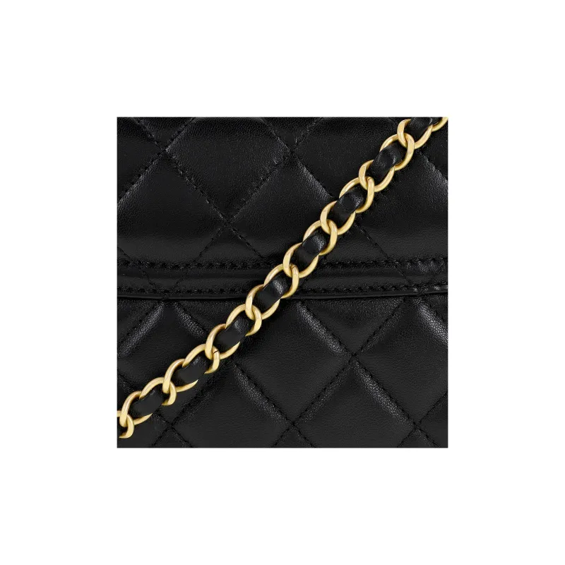 CHANEL Sheepskin Shoulder Bag, Crossbody Bag, Handbag Medium Size Women's Black-5