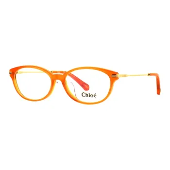 Chloe Plastic Metal Oval Eyeglass Frames Women's Orange