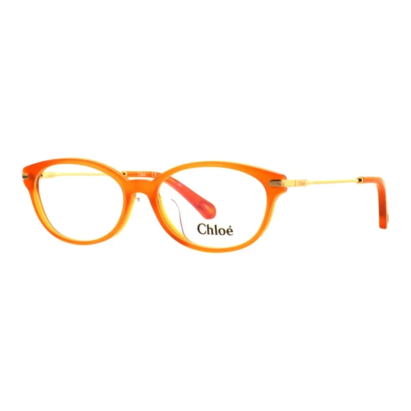 Chloe Plastic Metal Oval Eyeglass Frames Women's Orange-0