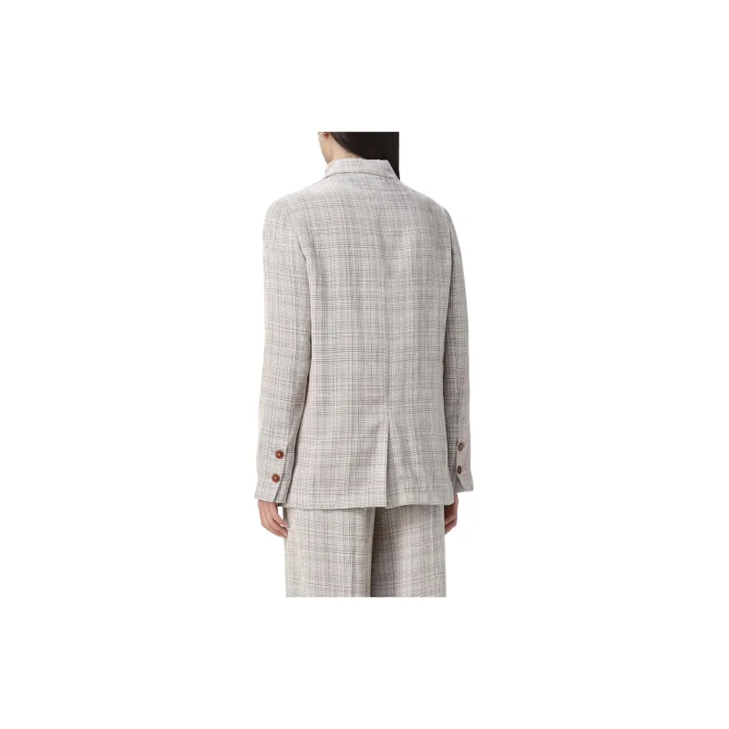 Alysi Double Breasted Checked Blazer-1
