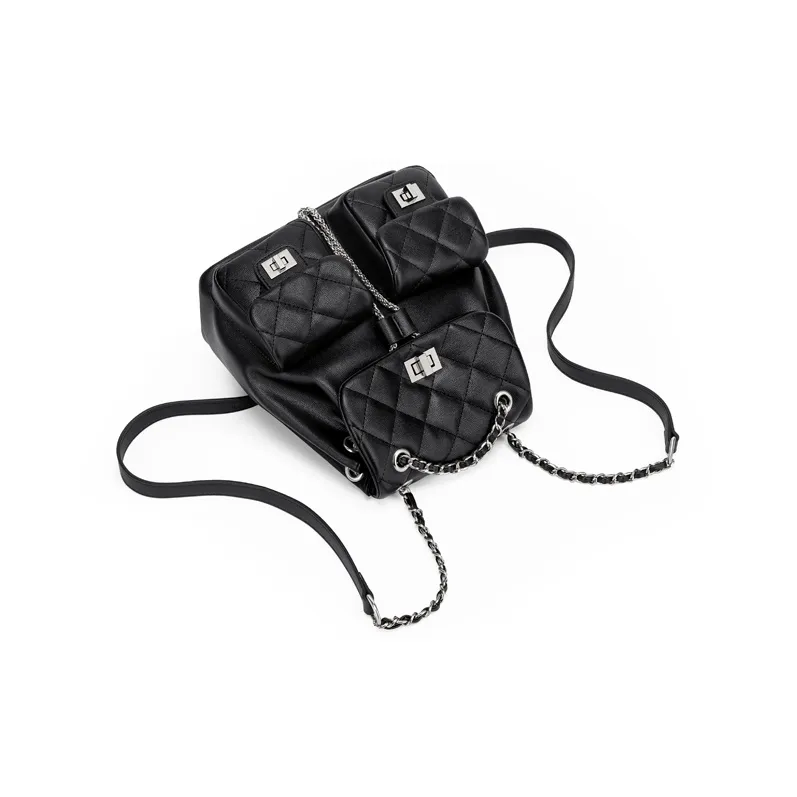 Simvay Clos PU Backpack Medium Size Women's Black-5