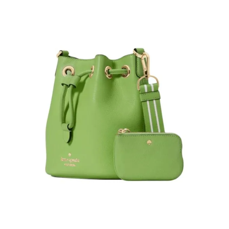 Kate Spade Eggstone Grain Leather Bucket Bags Shoulder Bag Crossbody Bag Mini Women's Ghost Green-1