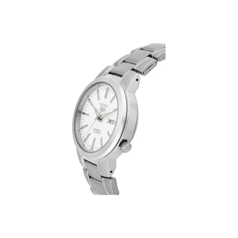 SEIKO Series 5 Mechanical Movement Stainless Steel Strap Watch Men's Watches White Dial SNKA01K1-1