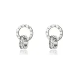 Roman Double Ring Hoop Earrings (Silver)