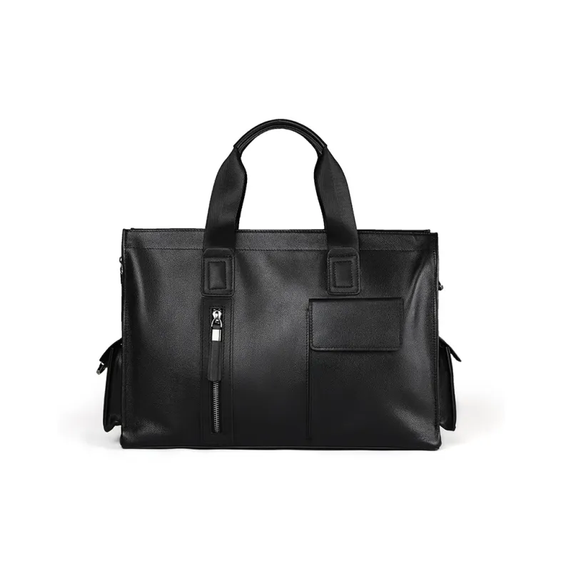 Old Man's Head Cow Leather Briefcases Men's Black-2