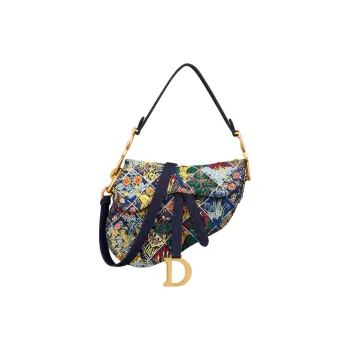 DIOR Saddle Denim Saddle Bag Shoulder Bag Crossbody Bag Handbag Women's Multicolor