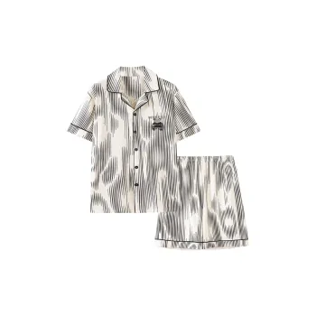 Sleep Summer Student Dorm Home Sleepwear Men's White Stripes