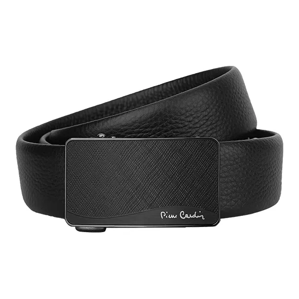 PIERRE CARDIN Genuine Leather Business Automatic Buckle Top Grain Cow Leather Belts Men's Black-2