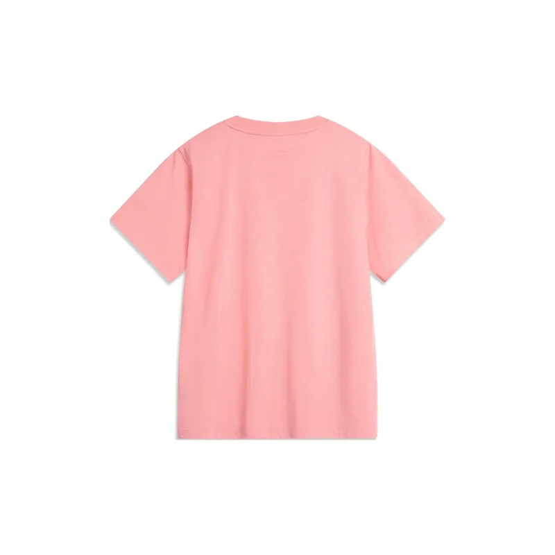 LiNing Sports Life Collection Drop Shoulder Sleeve T Shirt Women's Camellia Pink-1