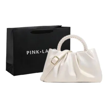 PINK·LAND PU Wrist Bag, Cloud Bag, One Shoulder Handbag Mini Women's White/Pink/Gold/Silver