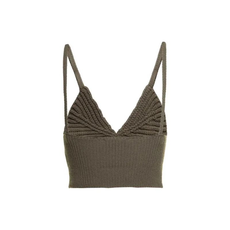 Blumarine V Neck Cropped Knitted Sleeveless Top-1
