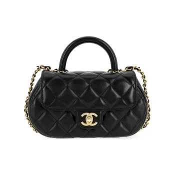 CHANEL Sheepskin Shoulder Bag, Crossbody Bag, Handbag Medium Size Women's Black