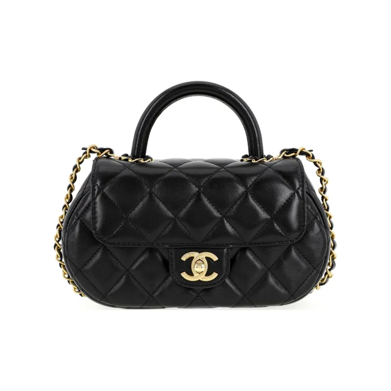 CHANEL Sheepskin Shoulder Bag, Crossbody Bag, Handbag Medium Size Women's Black-0