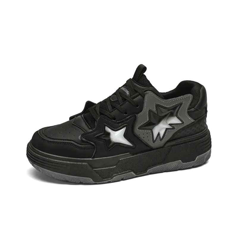Binary Waterproof, Abrasion Resistant, Breathable, Height Increasing Low Top Skateboard Shoes Unisex Black White-1
