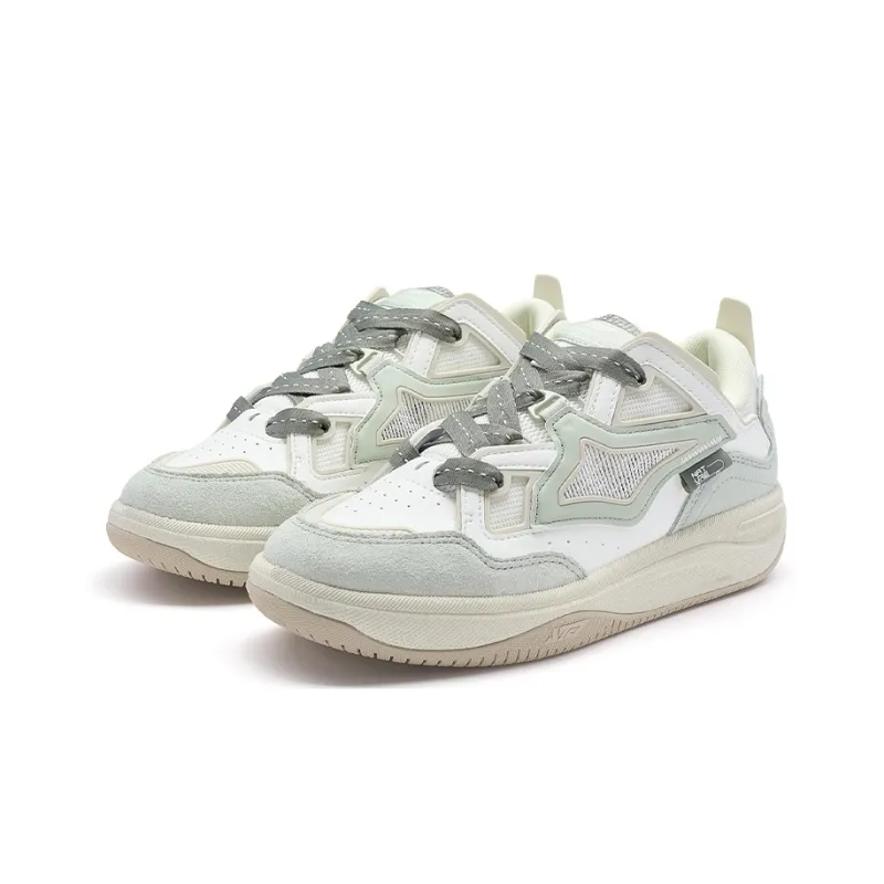 XTEP Kailang CTR Anti-Slip Wear-Resistant Low-Top Skateboard Shoes Women's White Green-4