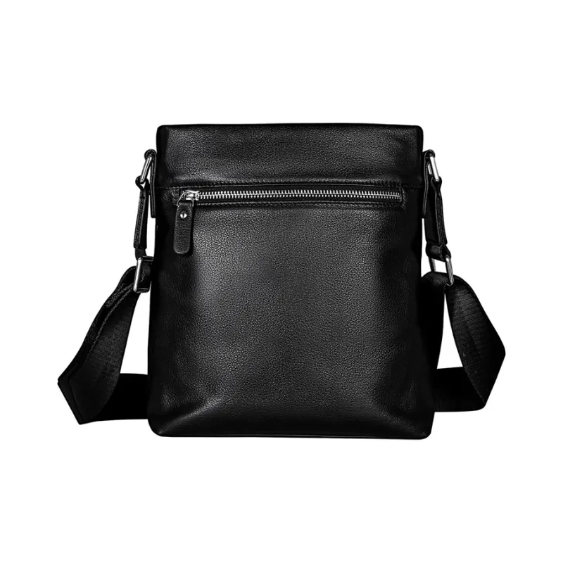 Old Man's Head Top Grain Cow Leather Shoulder Bag, Crossbody Bag Regular Men's Black-1