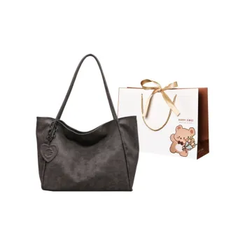 ERANGBEAR PU Tote Bag Shopping Bag Shoulder Bags Regular Women's Dark Tea/Coffee/Ecru
