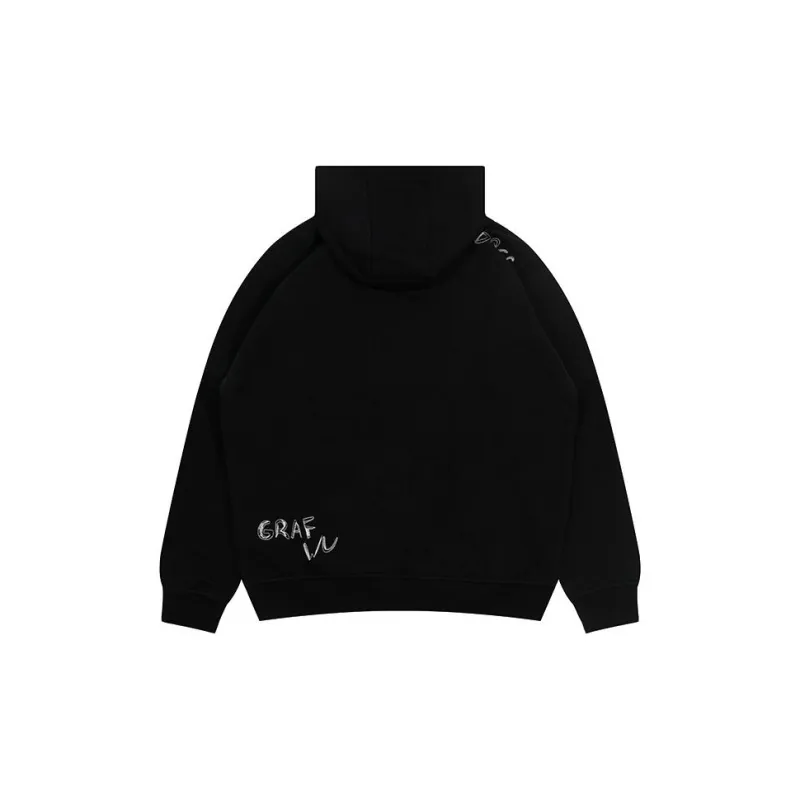 GRAF Sweatshirts Men White Dobby Black Cardigan Hoodie-1