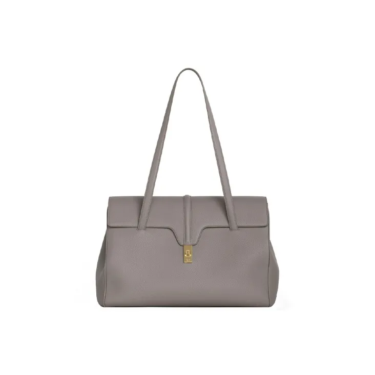 CELINE 16 Cow Leather Shoulder Bag Briefcase Handbag Large Size Women's Egg Stone Color-3