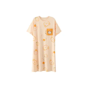H YXIANG Nightgown Women's Apricot