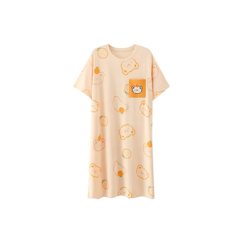 H YXIANG Nightgown Women's Apricot-0
