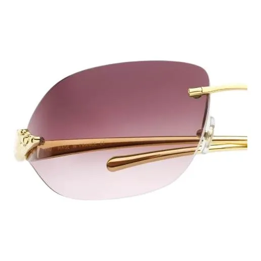 CARTIER Alloy Gold Plated Oval Sunglasses Women's Gold-2