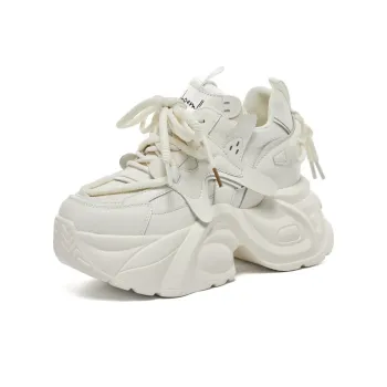 Shoe Cabinet Floral Language Breathable Lightweight Height Increasing Low-Top Chunky Sneakers Women's