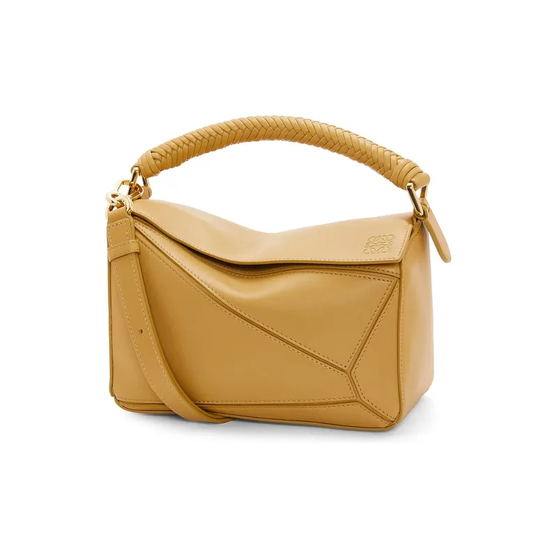 LOEWE Puzzle Soft Cow Leather Handbag Shoulder Bag Crossbody Bag Small Size Women's Desert Yellow-0