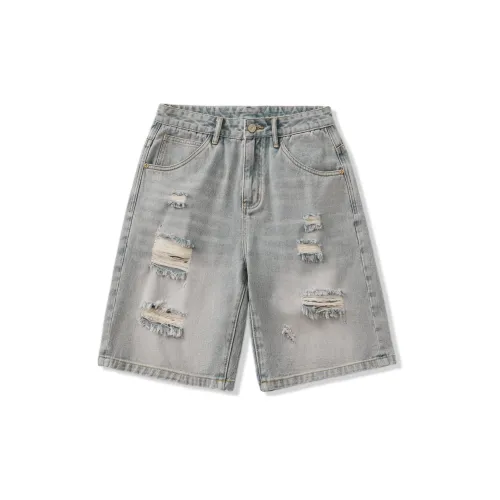 Tonlion Denim Shorts Men Vintage Blue