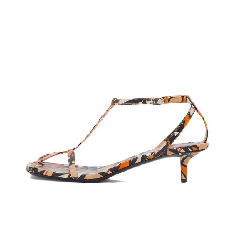 Burberry Stylish Sandals Women's Black Orange-0