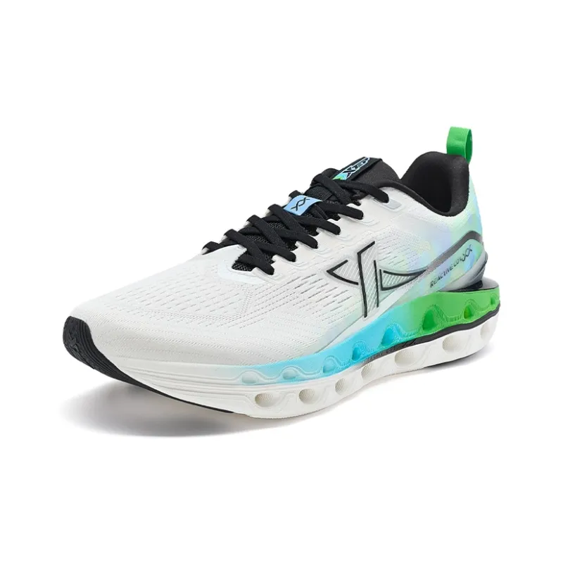 XTEP Running Shoes Men Low Top Sail White/Scallion Green/Sky Blue-2