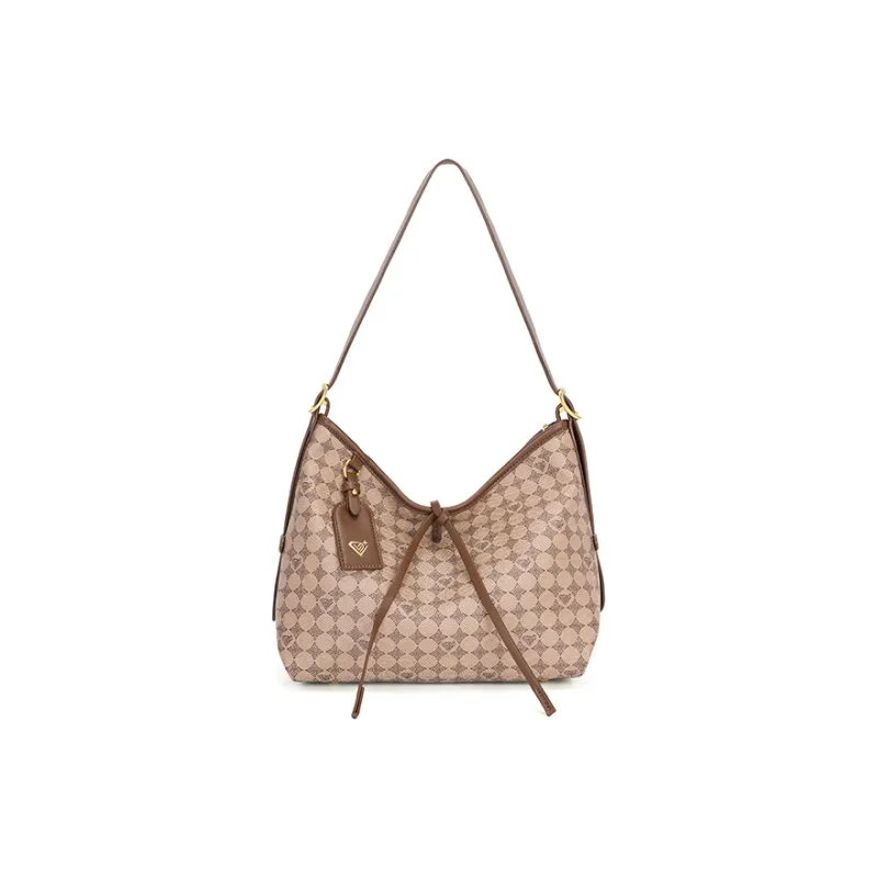 LUCKY DIAMOND PVC Shoulder Bag Regular Women's Coffee/Khaki-3