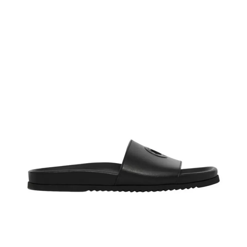 Burberry X Pop Trading Company Melroy Leather Slide Black-1