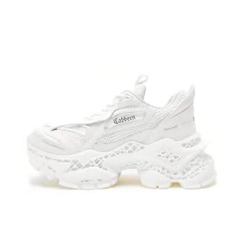 Cabbeen 4D Printing Slip-Resistant Low-Top Chunky Sneakers Women's Ecru