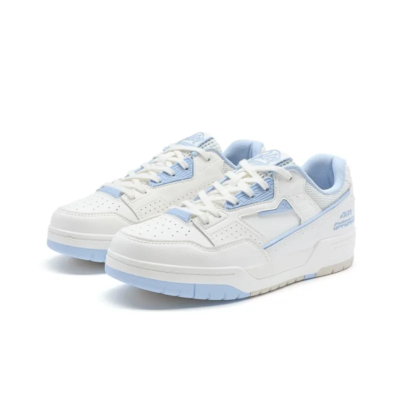 XTEP Anti Slip Wear Resistant Low Top Skateboard Shoes Women's Sail White Northern Lights Blue-4