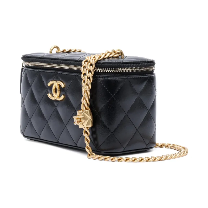 CHANEL Lambskin Shoulder Bag, Crossbody Bag Women's Black-1