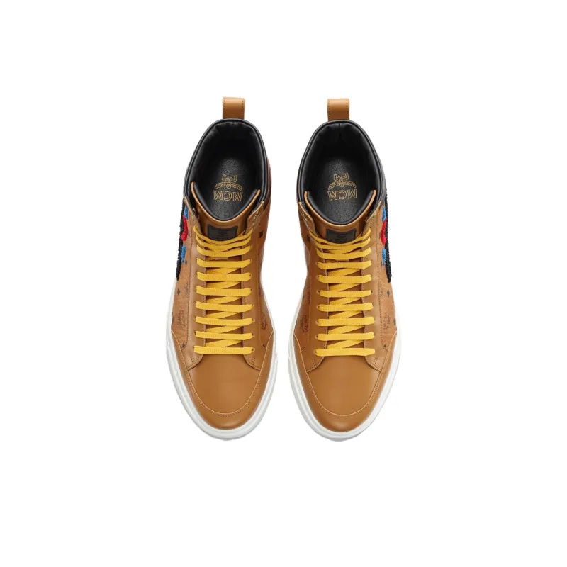 MCM Terrain Visetos Geo Mid Top Stylish Skateboarding Shoes Men's Cognac-2