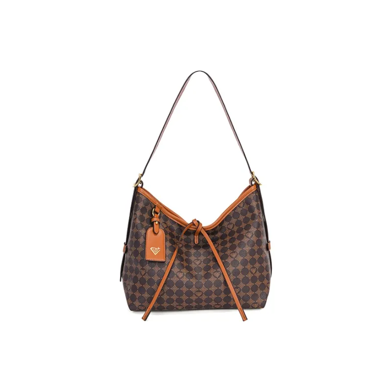 LUCKY DIAMOND PVC Shoulder Bag Regular Women's Coffee/Khaki-0