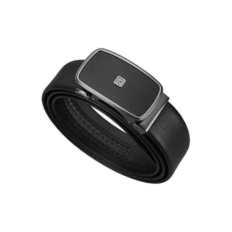 PIERRE CARDIN Stainless Steel Buckle Belt Men's Black 3.5cm-3