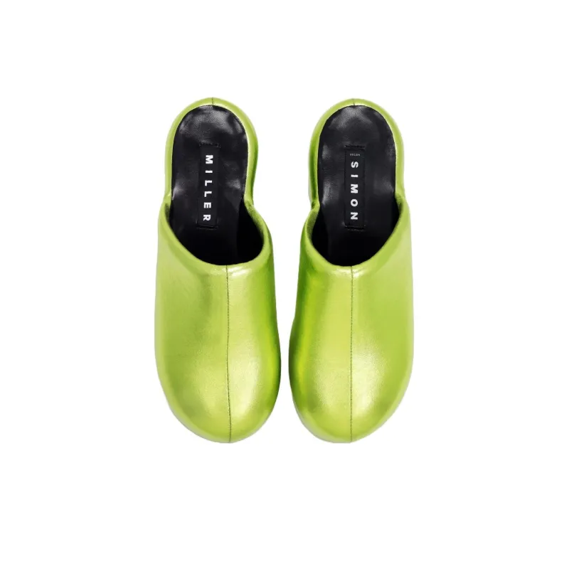 SIMON MILLER Wrap-toe Slippers Women's Silver Galaxy Green-2