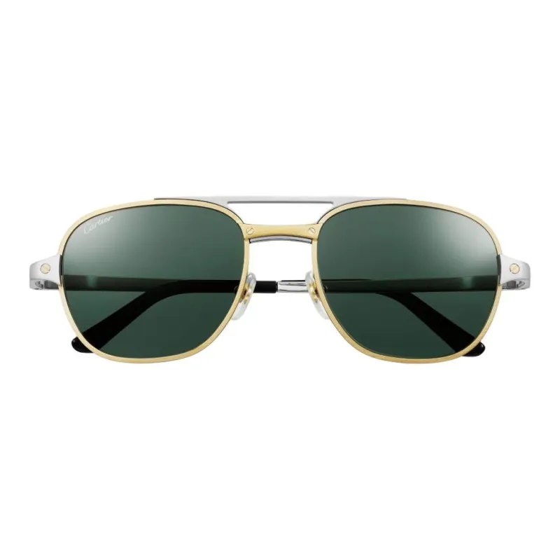 CARTIER Metal Gold Plated Platinum Plated Aviator Sunglasses Men's Silver-1