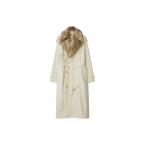 Burberry Trench Coats Women's Plain White Fabric