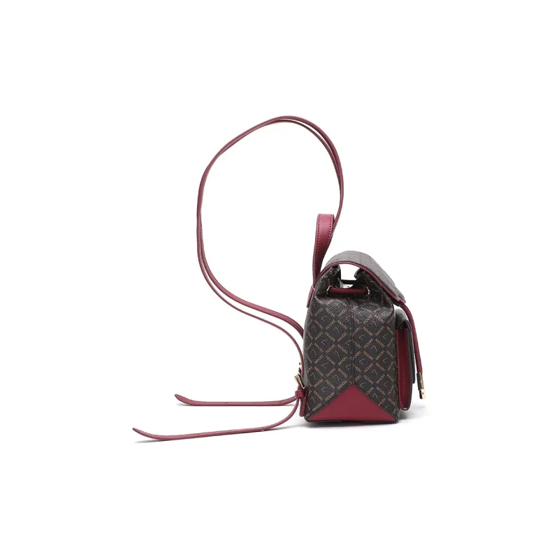 Satchi PVC Cow Leather Patchwork Backpack Handbag Small Size Women's Green/Red-8