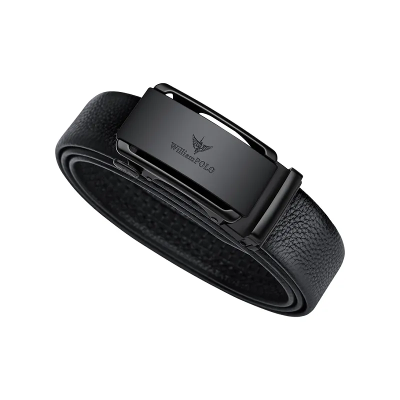 WilliamPOLO Top Grain Cow Leather Leather Belts Men's Gunmetal 3.5cm Width-5