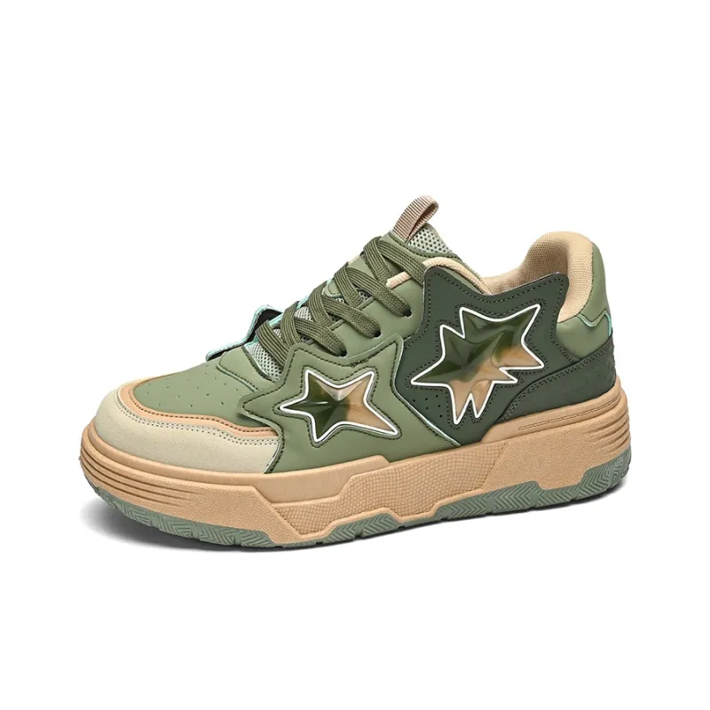 Binary Skateboard Shoes Unisex Low Top Dark Green/Beige-1