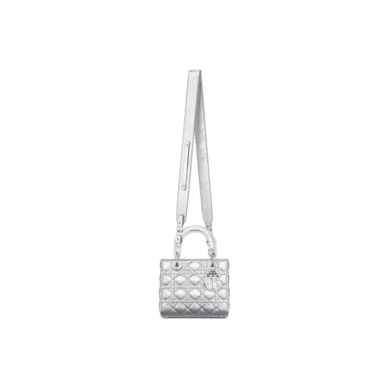 DIOR Lady DiorMy ABCDior Calfskin Shoulder Bag Crossbody Bag Handbag Women's Silver-3