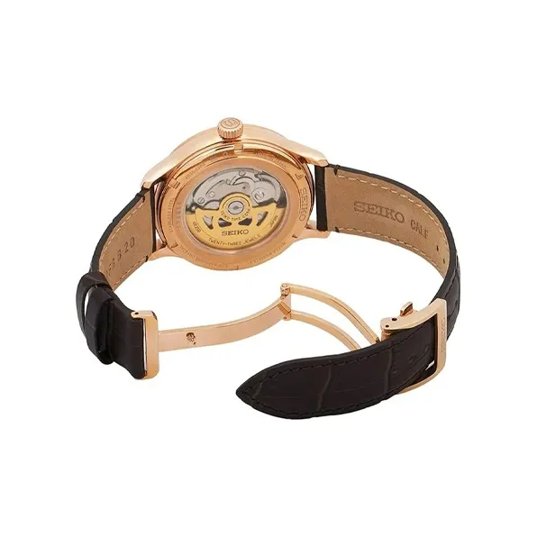 SEIKO Automatic Mechanical Movement Cow Leather Strap Watch Men's Watches White Dial SRPD42J1-2