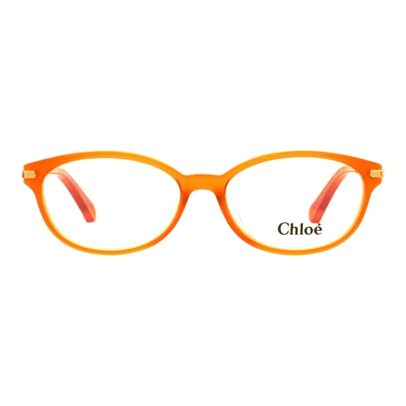 Chloe Plastic Metal Oval Eyeglass Frames Women's Orange-1